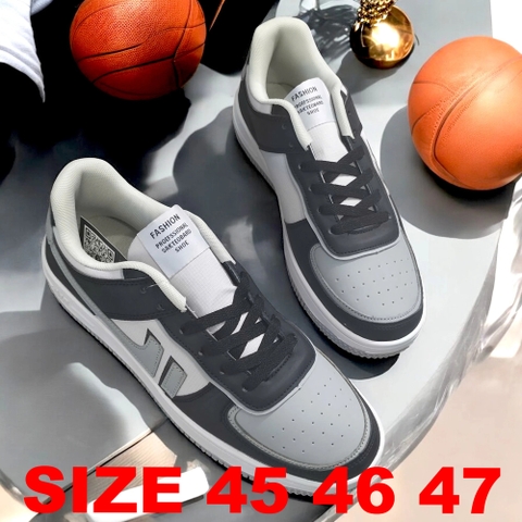 Giày sneaker big size nam  (size 45 46 47) - Xám Viền Xám - TTQC.13GG