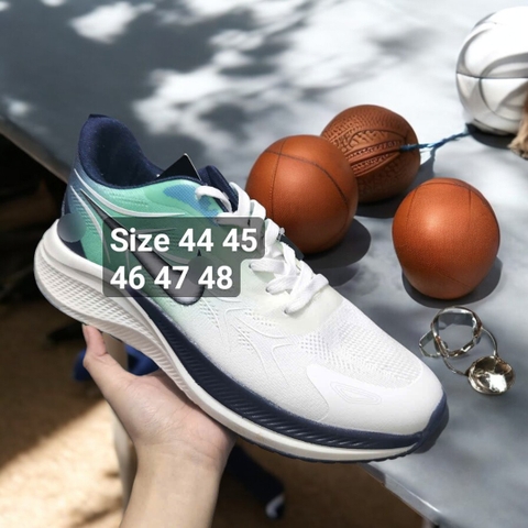Giày Thể Thao Nam Big Size (size 45 46 47 48) - Trắng Gót Xanh Lá - 44UP.NK53WXL