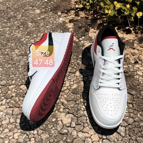Giày Sneaker Nam Big Size (Size 46 47 48) - Trắng Gót Đỏ - JORDANLOW.02R