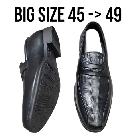 Giày Tây Xỏ Nam Big Size - Da Thật - Size (45 46 47 48 49) - ĐEN - 44UP.GTX.02B1