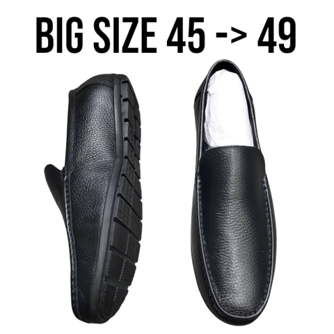 Giày Lười Nam Big Size Da Thật Size Lớn (45 46 47 48 49) - ĐEN - 44UP.GTX.04BB