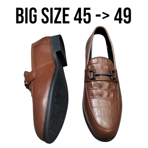 Giày Tây Xỏ Nam Big Size - Da Thật - Size (45 46 47 48 49) - NÂU - 44UP.GTX.23Br