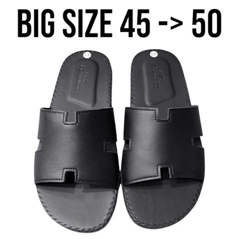 Dép Da Quai Ngang Big Size Nam (size 45 46 47 48 49 50) - Đen - 44UP.D.DA.01B