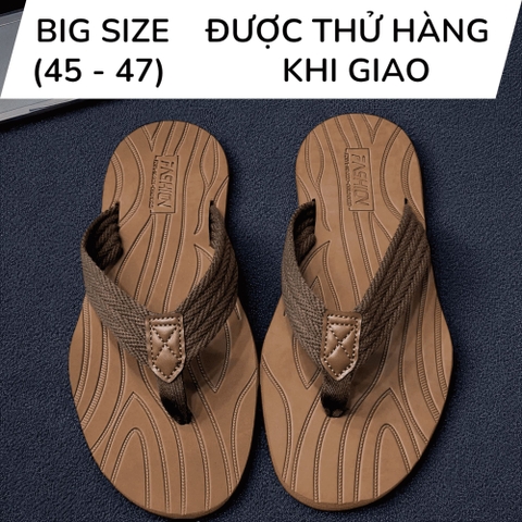 Dép Kẹp Big Size Nam, Dép Xỏ Ngón Size Lớn (45 46 47 48) - NÂU - 44UP.DK.02Br