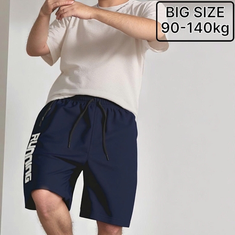 Quần Short Thun Thể Thao Nam Big Size Running (90-140kg) - Xanh Chàm - BF.QS.11Ch