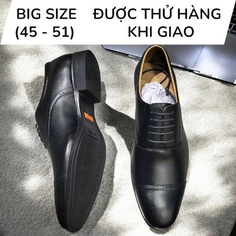 Giày Tây Nam Big Size - Da Thật, Có Size Lớn (45 46 47 48 49 50) - Đen - GTDB.02B