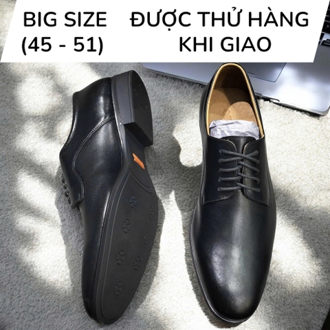 Giày Tây Nam Big Size - Da Thật, Có Size Lớn (45 46 47 48 49 50) - Đen - GTDB.01B