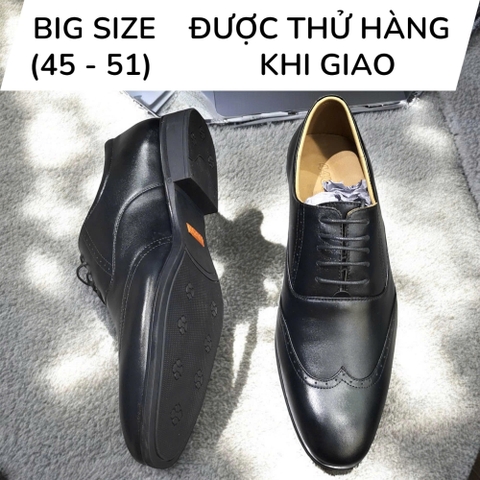 Giày Tây Nam Big Size - Da Thật, Có Size Lớn (45 46 47 48 49 50) - Đen - GTDB.03B