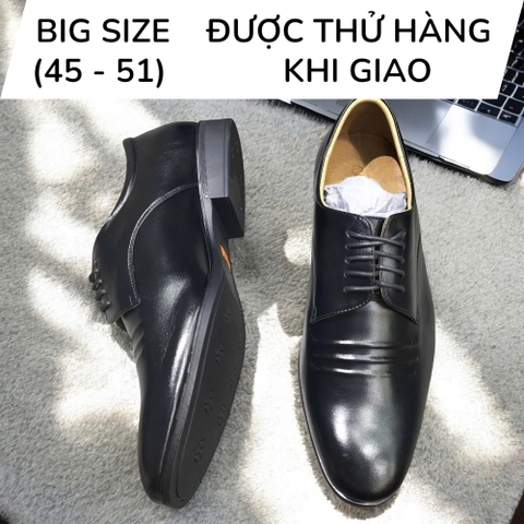 Giày Tây Nam Big Size - Da Thật, Có Size Lớn (45 46 47 48 49 50) - Đen - GTDB.04B