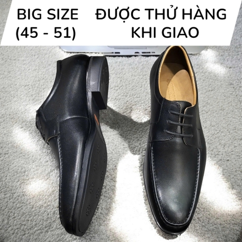 Giày Tây Nam Big Size - Da Thật, Có Size Lớn (45 46 47 48 49 50) - Đen - GTDB.05B