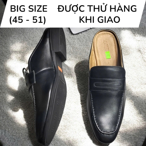 Giày Tây Sục Nam Big Size - Da Thật, Có Size Lớn (45 46 47 48 49 50) - Đen - GTS.01B