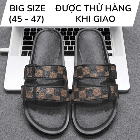 Dép Đúc 2 Quai Ngang Big Size Nam (size 45 46 47) - Nâu - 44UP.D25Br