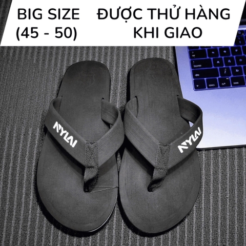 Dép Kẹp Big Size Nam, Dép Xỏ Ngón Size Lớn (45 46 47 48 49 50) - ĐEN - 44UP.DK.06BB