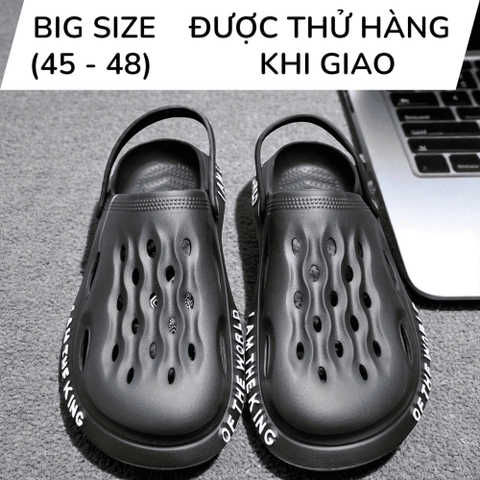 Dép Nhựa Bít Mũi Big Size Nam (45 46 47 48) - Đen - 44UP.DBM.02B