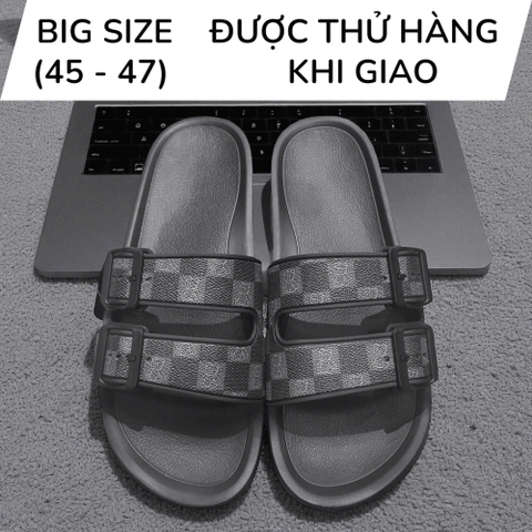 Dép Đúc 2 Quai Ngang Big Size Nam (size 45 46 47) - ĐEN - 44UP.D25B