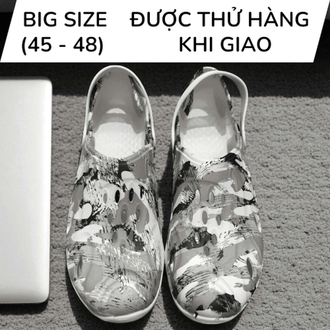 Dép Big Size Bít Mũi Đúc Nguyên Khối (size 45 46 47 48) - Trắng - 44UP.D23W
