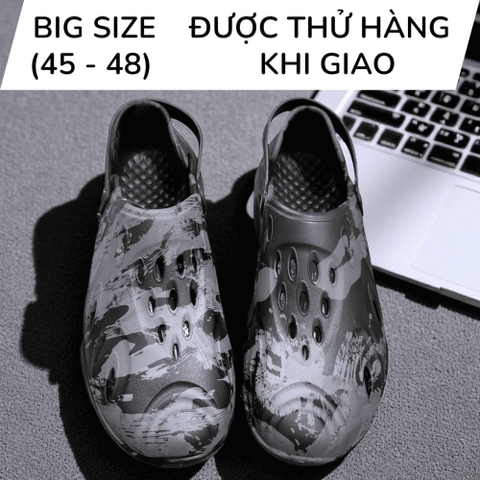 Dép Big Size Bít Mũi Đúc Nguyên Khối (size 45 46 47 48) - ĐEN - 44UP.D23B