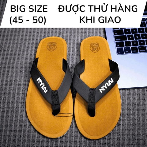 Dép Kẹp Big Size Nam, Dép Xỏ Ngón Size Lớn (45 46 47 48 49 50) - NÂU - 44UP.DK.06Br