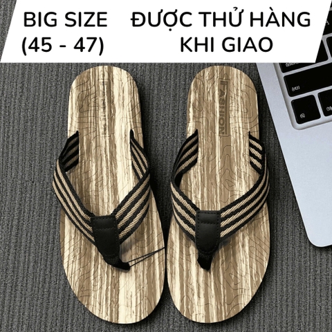 Dép Kẹp Big Size Nam, Dép Xỏ Ngón Size Lớn (45 46 47) - Nâu - 44UP.DK.07Br