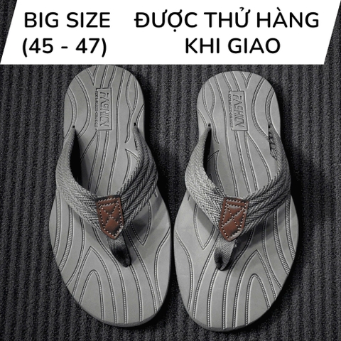 Dép Kẹp Big Size Nam, Dép Xỏ Ngón Size Lớn (45 46 47 48) - XÁM - 44UP.DK.02G