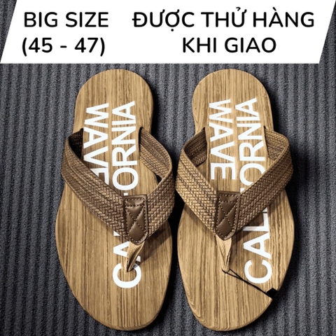 Dép Kẹp Big Size Nam, Dép Xỏ Ngón Size Lớn (45 46 47) - NÂU - 44UP.DK.05Br