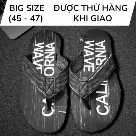 Dép Kẹp Big Size Nam, Dép Xỏ Ngón Size Lớn (45 46 47) - ĐEN - 44UP.DK.05B