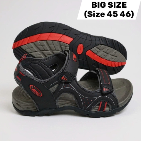 Giày Sandal Big Size Nam 2 Quai Ngang size (45 46) - ĐEN VIỀN ĐỎ - 44UP.NV3610B