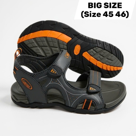 Giày Sandal Big Size Nam 2 Quai Ngang Size (45 46) - ĐEN VIỀN CAM - 44UP.NV3610G