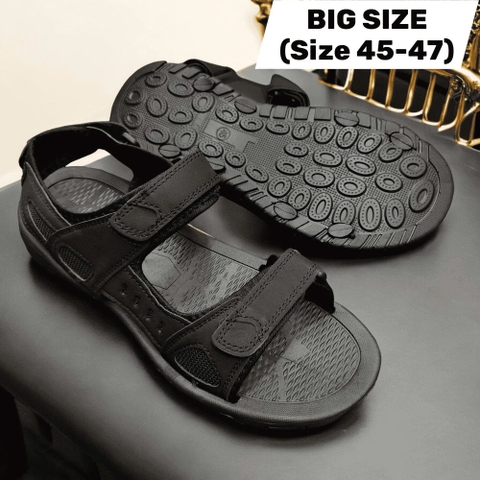 Giày Sandal Big Size Nam 2 Quai Ngang có size (45 46 47 48 49 50) - ĐEN FULL - 44UP.SD.06BB