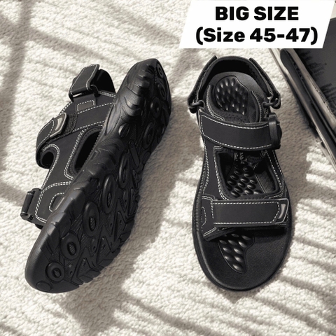 Sandal nam big size, dép quai hậu nút bấm (size 44 45 46 47) - Đen - 44UP.SD.09B