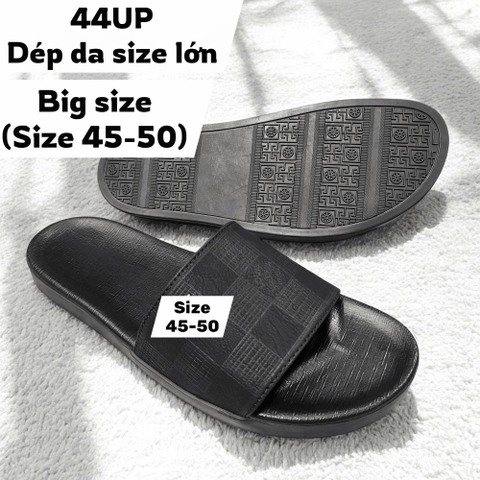 Dép Da Quai Ngang Big Size Nam (size 45 46 47 48 49 50) - Đen - D.Da.11BB