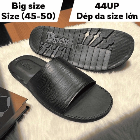 Dép Da Quai Ngang Big Size Nam (size 45 46 47 48 49 50) - Đen - D.Da.12BB