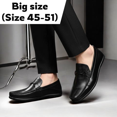 Giày Lười Nam Big Size - Da Thật, Giày Mọi Nam (45 46 47 48 49 50 51) - Đen - GLDB.03B
