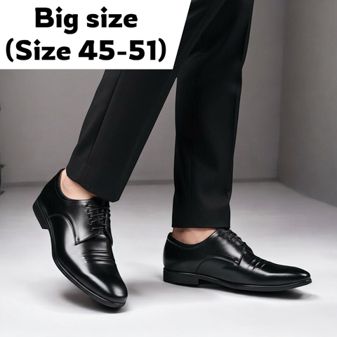 Giày Tây Nam Big Size - Da Thật, Có Size Lớn (45 46 47 48 49 50 51) - Đen - GTDB.04B