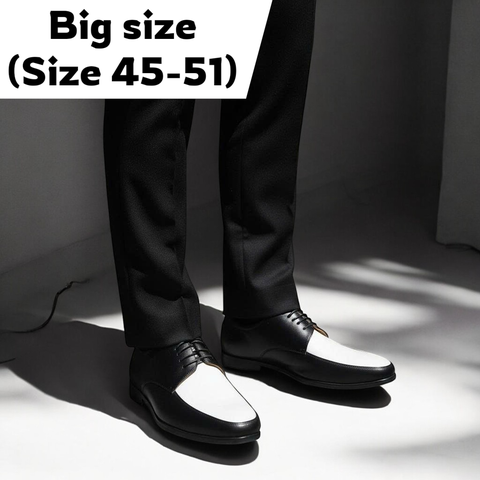 Giày Tây Nam Big Size - Da Thật, Có Size Lớn (45 46 47 48 49 50 51) - Đen Phối Trắng - GTDB.05W