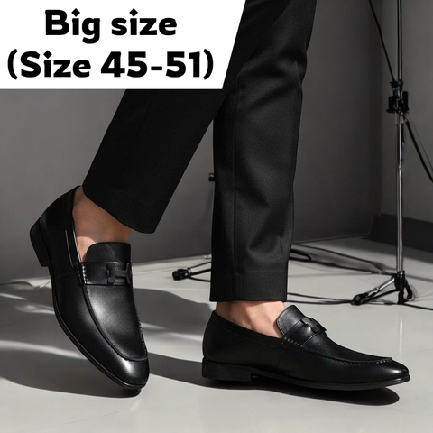 Giày Tây Xỏ Nam Big Size - Da Thật, Giày Lười Nam (45 46 47 48 49 50 51) - Đen - GTXDB.03B