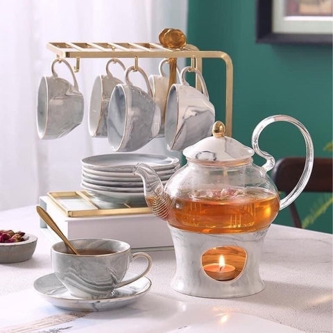 Bộ trà vân đá Marble giá treo