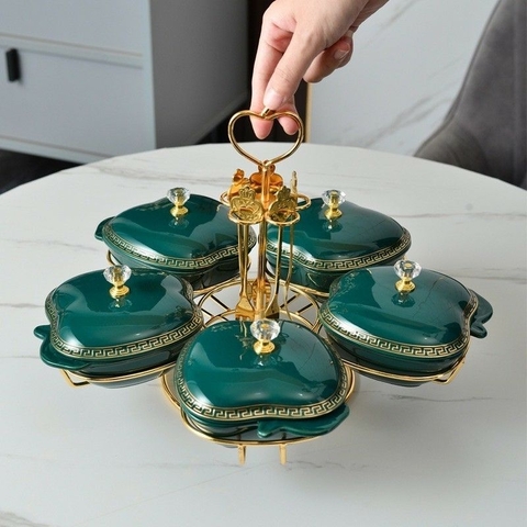 Khay mứt quả táo khung vàng