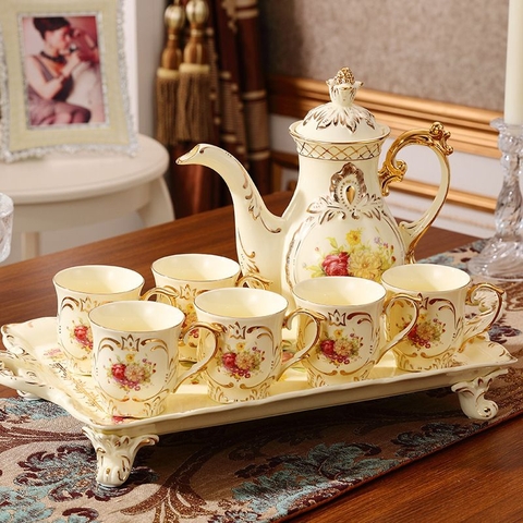 Bộ trà hoa phù dung đế cao