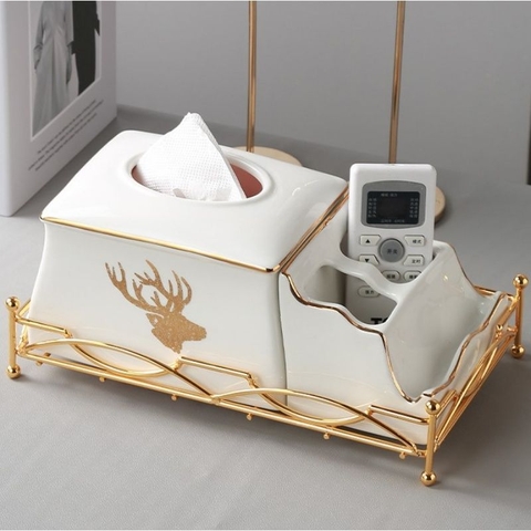 Hộp đựng giấy 2 ngăn khung thép