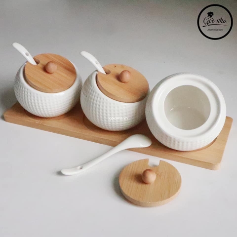 Set 3 Hũ gia vị miệng nghiêng
