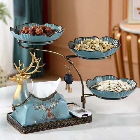 Hộp giấy hươu + khay 3 tầng khung thép