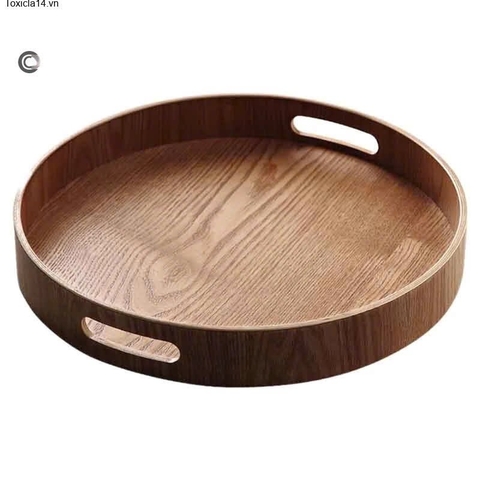 Khay gỗ tròn có tay cầm