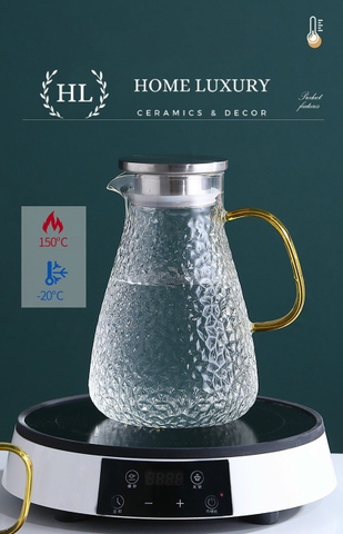 Bình Thủy Tinh Vỏ Sần Tròn Cao