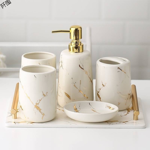 Set nhà tắm vân đá Marble Trắng