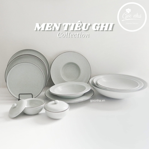 Set chén bát Men tiêu ghi xanh đá