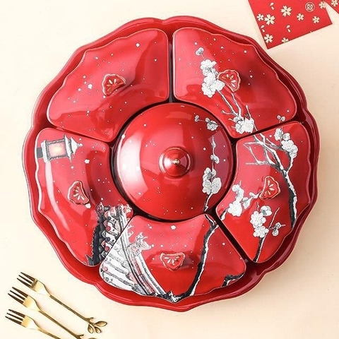 Khay mứt hoa đào đỏ cao cấp