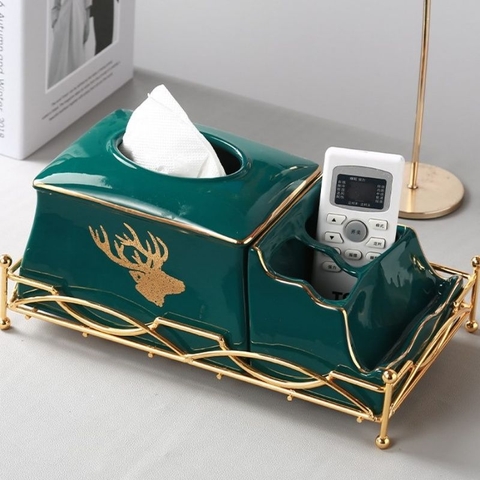 Hộp đựng giấy 2 ngăn khung thép