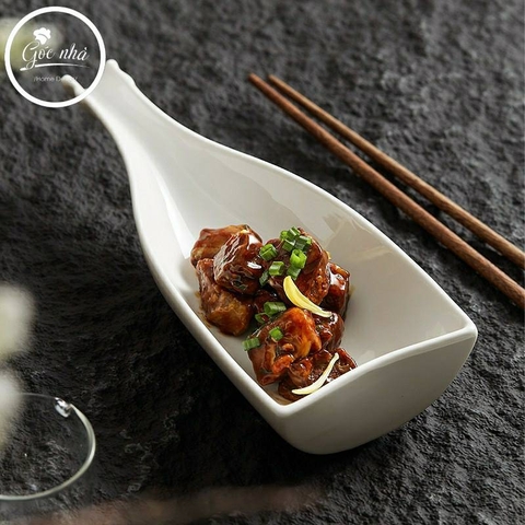 Đĩa tạo hình dáng chai- haft bottle plate