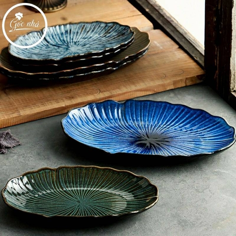 Dĩa oval lá sen hỏa biến- Sapo collection